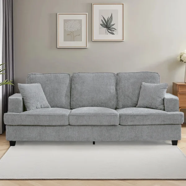 Three-Seater Chenille Sofa