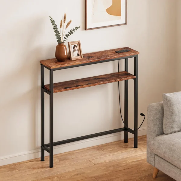 Slim Console Table with Power Outlets and USB-C