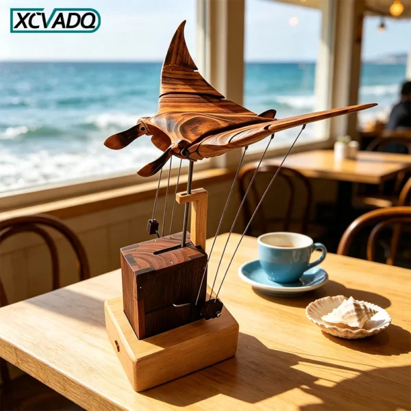 Moving Wooden Manta Ray Ornament