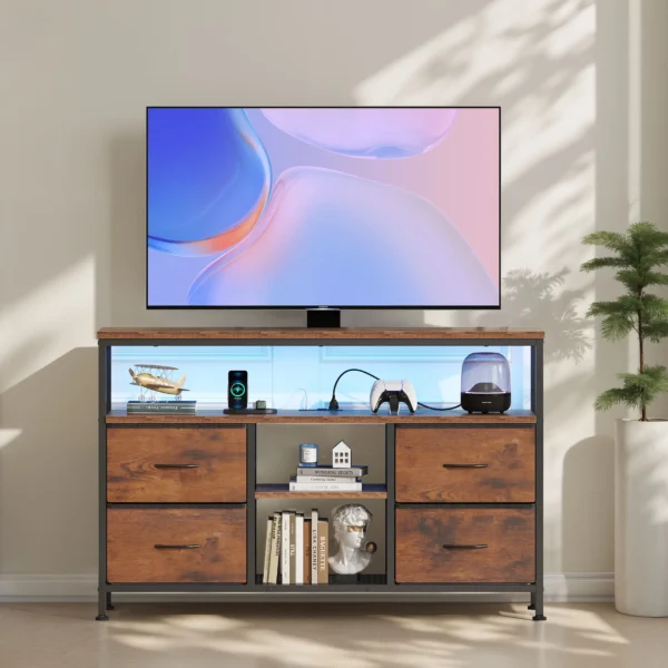Four-Drawer TV Stand with LED Lights