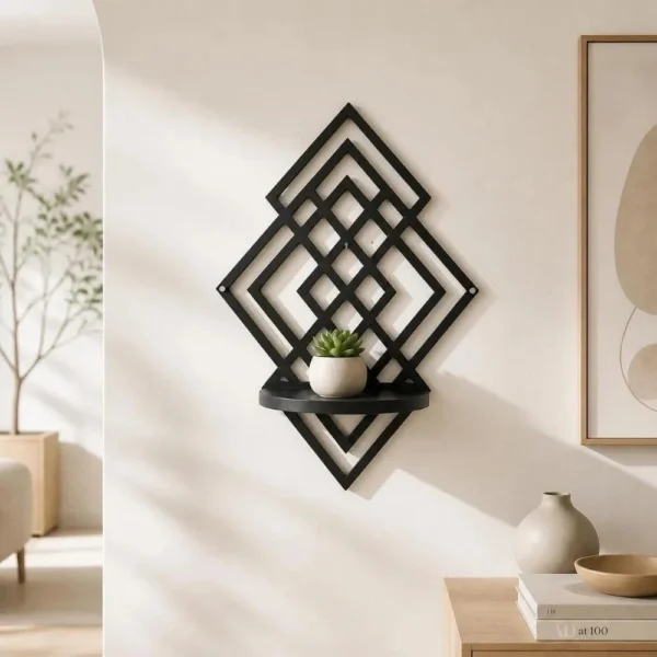 Geometric Wooden Wall Shelf