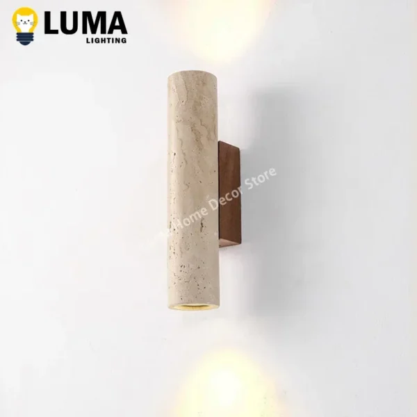 Travertine-Style Stone Wall Lamp